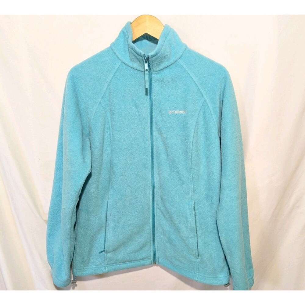 Columbia Fleece Jacket Women's Large Turquoise Full-Zip Long Sleeve Zip Pockets